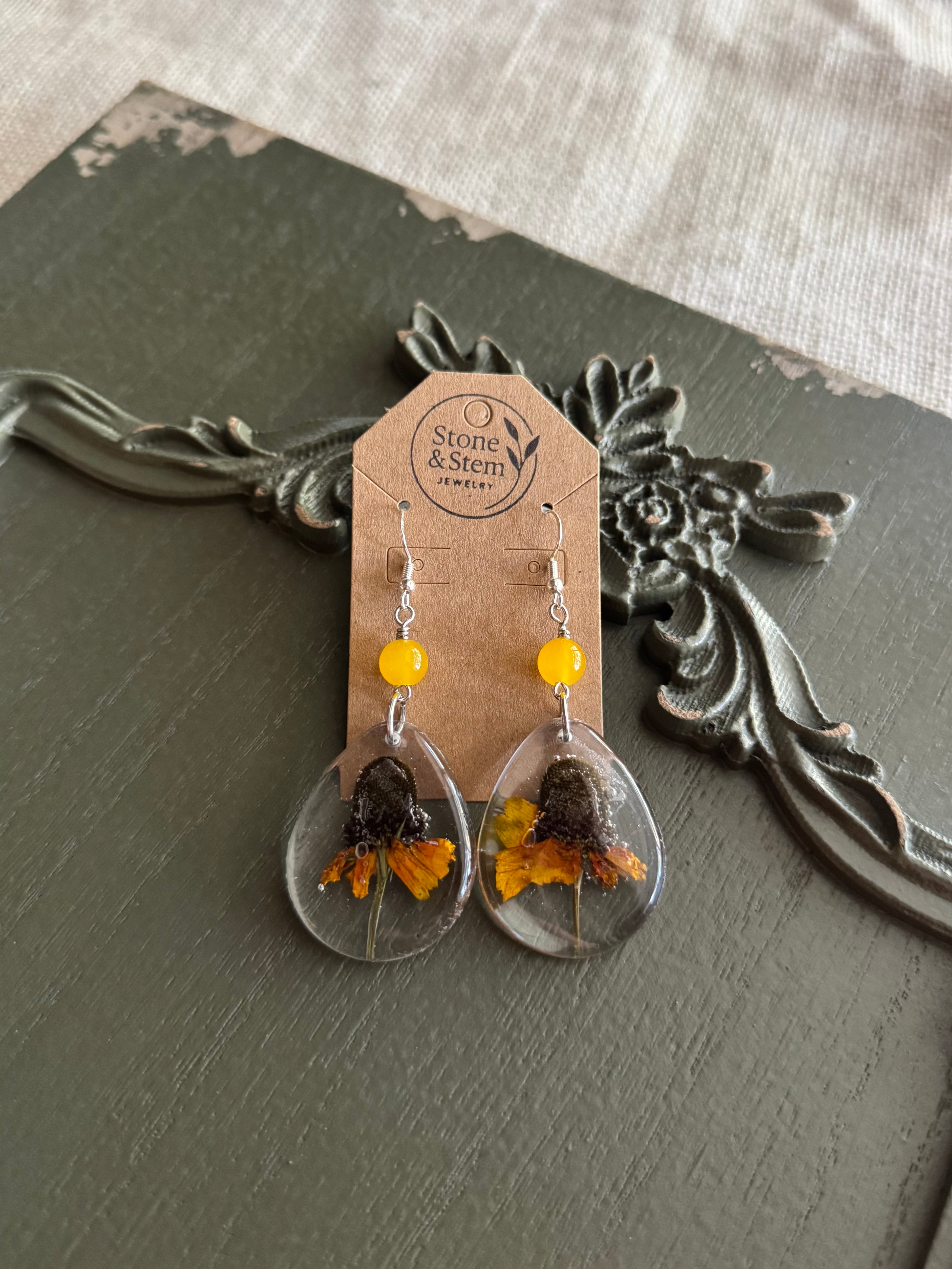Golden Coneflower Earrings