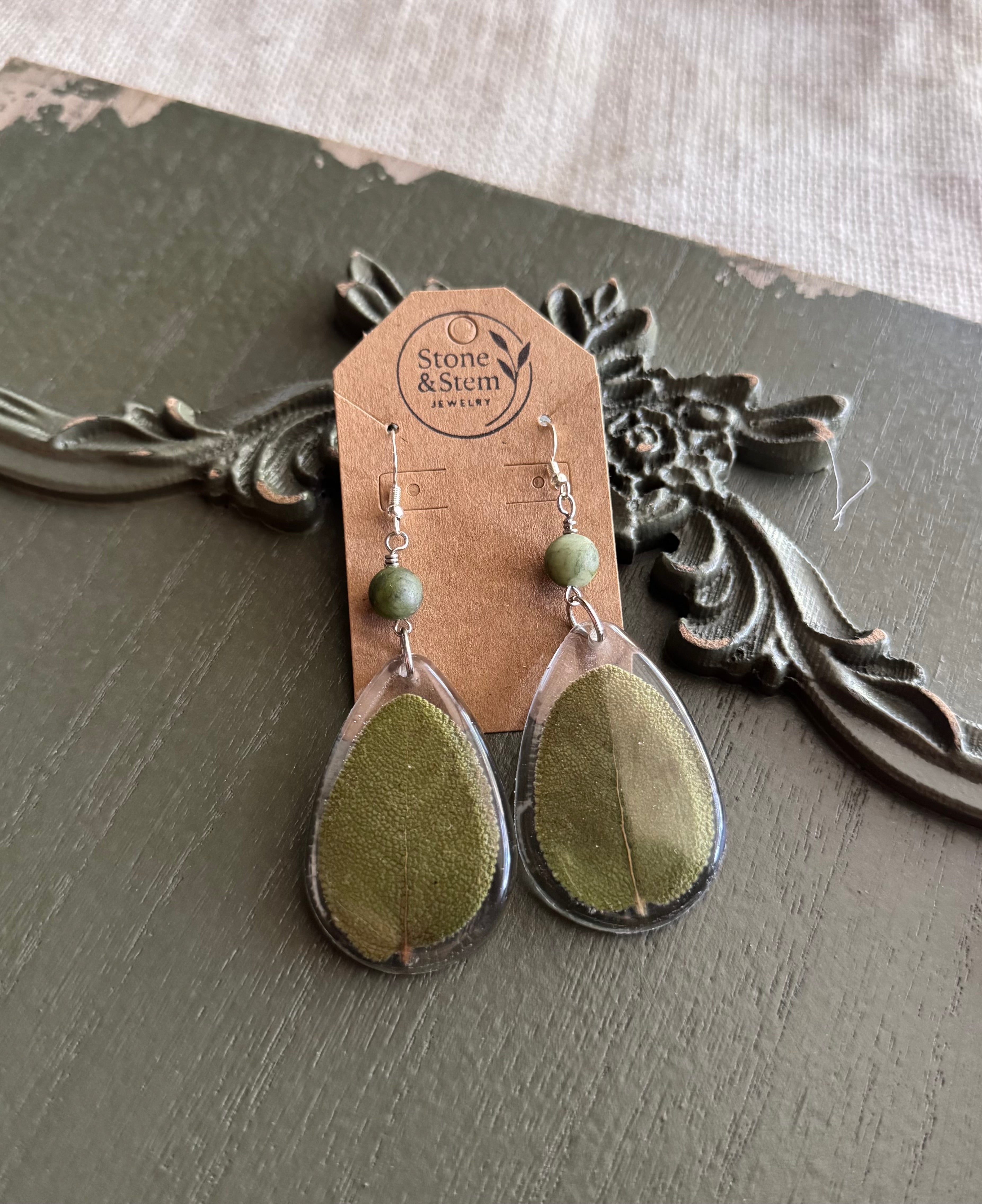 Sage Leaf Earrings